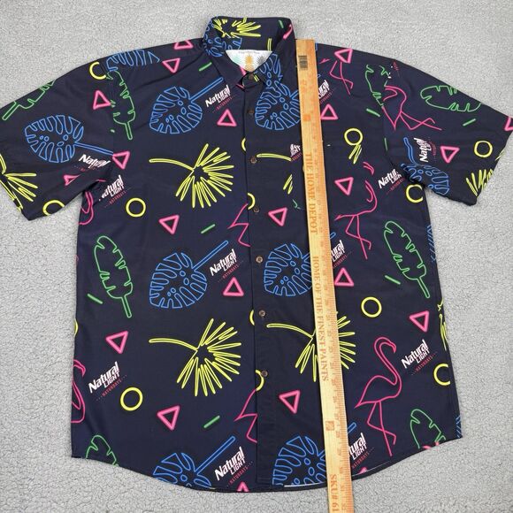 Tropical Bros Natural Light Shirt Mens XL Naturday Retro Flamingo Beer Hawaiian - Picture 8 of 10